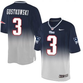 Nike New England Patriots #3 Stephen Gostkowski Navy Blue/Grey Mens Stitched NFL Elite Fadeaway Fashion Jersey