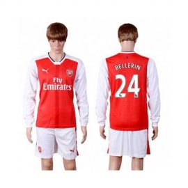 Arsenal #24 Bellerin Red Home Long Sleeves Soccer Club Jersey