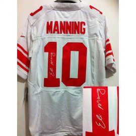 Nike New York Giants #10 Eli Manning White Mens Stitched NFL Elite Autographed Jersey
