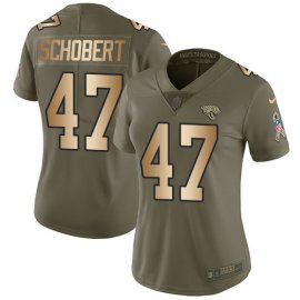 Nike Jacksonville Jaguars #47 Joe Schobert Olive/Gold Womens Stitched NFL Limited 2017 Salute To Service Jersey
