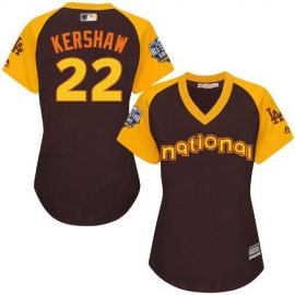 Los Angeles Dodgers #22 Clayton Kershaw Brown 2016 All-Star National League Womens Stitched MLB Jersey