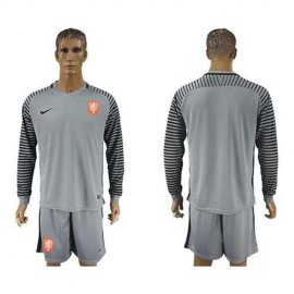 Holland Blank Grey Goalkeeper Long Sleeves Soccer Country Jersey