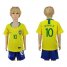 Brazil #10 Neymar Jr Home Kid Soccer Country Jersey