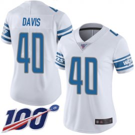 Nike Detroit Lions #40 Jarrad Davis White Womens Stitched NFL 100th Season Vapor Limited Jersey