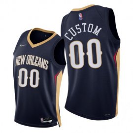 Nike Pelicans CustomMens 2021-22 75th Diamond Anniversary NBA Jersey Navy