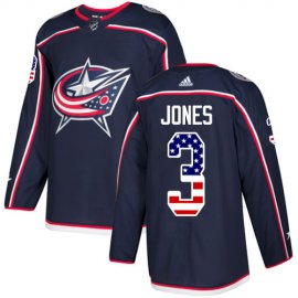 Adidas Columbus Blue Jackets #3 Seth Jones Navy Blue Home Authentic USA Flag Stitched NHL Jersey