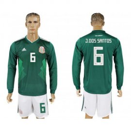 Mexico #6 J.DOS SANTOS Home 2018 FIFA World Cup Long Sleeve Soccer Jersey
