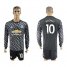 Manchester United #10 Rooney Black Long Sleeves Soccer Club Jersey