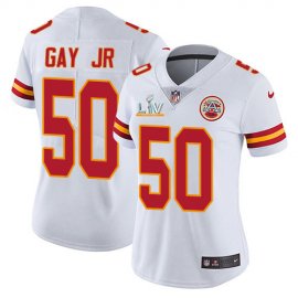 Nike Kansas City Chiefs #50 Willie Gay Jr. White Womens Super Bowl LV Bound Stitched NFL Vapor Untouchable Limited Jersey