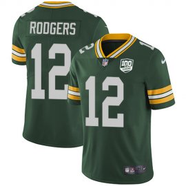Nike Green Bay Packers #12 Aaron Rodgers Green Team Color Mens 100th Season Stitched NFL Vapor Untouchable Limited Jersey