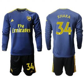 Arsenal #34 Xhaka Blue Long Sleeves Soccer Club Jersey
