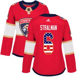 Adidas Florida Panthers #6 Anton Stralman Red Home Authentic USA Flag Womens Stitched NHL Jersey