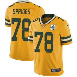 Nike Green Bay Packers #78 Jason Spriggs Yellow Mens 100th Season Stitched NFL Limited Rush Jersey