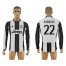 Juventus #22 Asamoah Home Long Sleeves Soccer Club Jersey