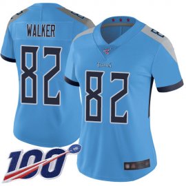 Nike Tennessee Titans #82 Delanie Walker Light Blue Alternate Womens Stitched NFL 100th Season Vapor Limited Jersey