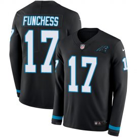Nike Carolina Panthers #17 Devin Funchess Black Team Color Mens Stitched NFL Limited Therma Long Sleeve Jersey