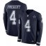Nike Dallas Cowboys #4 Dak Prescott Navy Blue Team Color Youth Stitched NFL Limited Therma Long Sleeve Jersey