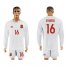 Spain #16 De Marcos White Away Long Sleeves Soccer Country Jersey