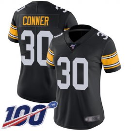 Nike Pittsburgh Steelers #30 James Conner Black Alternate Womens Stitched NFL 100th Season Vapor Limited Jersey