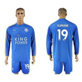 Leicester City #19 Slimani Home Long Sleeves Soccer Country Jersey