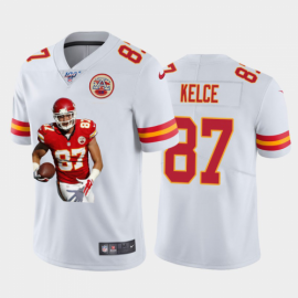 Kansas City Chiefs #87 Travis Kelce Nike Team Hero 6 Vapor Limited NFL 100 Jersey White Golden