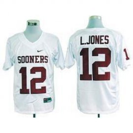 Oklahoma Sooners 12 Landry Jones White College Football NCAA Jersey