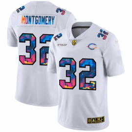 Chicago Chicago Bears #32 David Montgomery Mens White Nike Multi-Color 2020 NFL Crucial Catch Limited NFL Jersey
