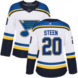 Adidas St. Louis Blues #20 Alexander Steen White Road Authentic Womens Stitched NHL Jersey