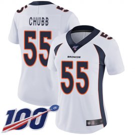 Nike Denver Broncos #55 Bradley Chubb White Womens Stitched NFL 100th Season Vapor Limited Jersey