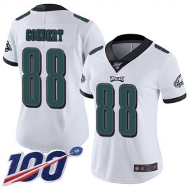 Nike Philadelphia Eagles #88 Dallas Goedert White Womens Stitched NFL 100th Season Vapor Limited Jersey