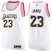 Womens Nike Los Angeles Lakers #23 LeBron James White Pink NBA Swingman Fashion Jersey