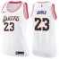 Womens Nike Los Angeles Lakers #23 LeBron James White Pink NBA Swingman Fashion Jersey