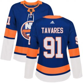 Adidas New York Islanders #91 John Tavares Royal Blue Home Authentic Womens Stitched NHL Jersey