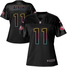 Nike San Francisco 49ers #11 Brandon Aiyuk Black Womens NFL Fashion Game Jersey