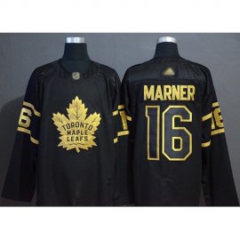 Adidas Toronto Maple Leafs #16 Mitchell Marner Black/Gold Authentic Stitched NHL Jersey