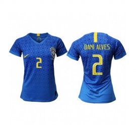 Womens Brazil #2 Dani Alves Away Soccer Country Jersey