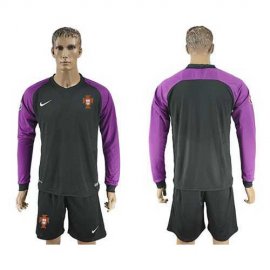 Portugal Blank Black Goalkeeper Long Sleeves Soccer Country Jersey