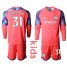 Manchester City #31 Ederson M. Pink Goalkeeper Long Sleeves Kid Soccer Club Jersey