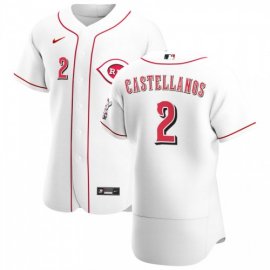 Cincinnati Reds #2 Nick Castellanos Mens Nike White Home 2020 Authentic Player MLB Jersey