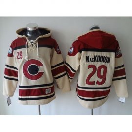 Colorado Avalanche #29 Nathan MacKinnon Cream Sawyer Hooded Sweatshirt Stitched NHL Jersey