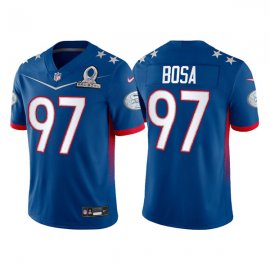 Mens San Francisco 49ers #97 Nick Bosa 2022 Royal NFC Pro Bowl Stitched Jersey