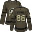Adidas New Jersey Devils #86 Jack Hughes Green Salute to Service Womens Stitched NHL Jersey