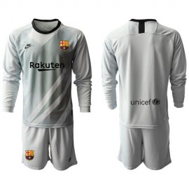 Barcelona Blank Grey Goalkeeper Long Sleeves Soccer Club Jersey