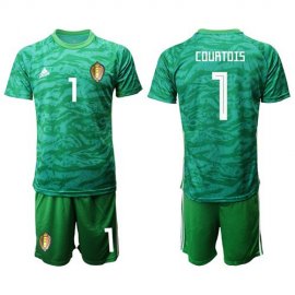 Belgium #1 Courtois Green Goalkeeper Soccer Country Jersey