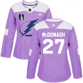 Adidas Tampa Bay Lightning #27 Ryan McDonagh Purple Authentic 2022 Stanley Cup Final Patch Womens Fights Cancer Stitched NHL Jersey Womens