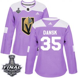 Adidas Vegas Golden Knights #35 Oscar Dansk Purple Authentic Fights Cancer 2018 Stanley Cup Final Womens Stitched NHL Jersey