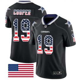 Nike Dallas Cowboys #19 Amari Cooper Black Mens Stitched NFL Limited Rush USA Flag Jersey