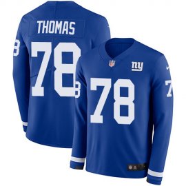 Nike New York Giants #78 Andrew Thomas Royal Blue Team Color Mens Stitched NFL Limited Therma Long Sleeve Jersey