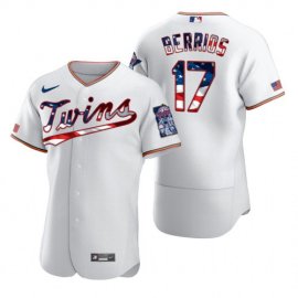 Minnesota Twins #17 Jose Berrios Mens Nike White Fluttering USA Flag Limited Edition Authentic MLB Jersey