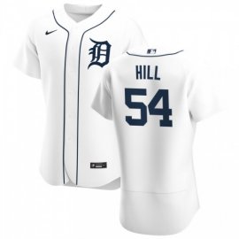 Detroit Tigers #54 Derek Hill Mens Nike White Home 2020 Authentic Player MLB Jersey